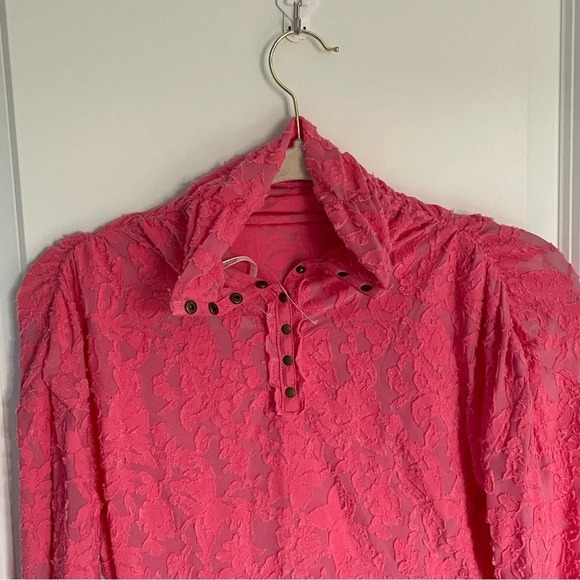 New! Free People long gathered sleeve lace mock neck Dress nwot 18588 - Picture 3 of 12